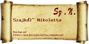 Szajkó Nikoletta névjegykártya